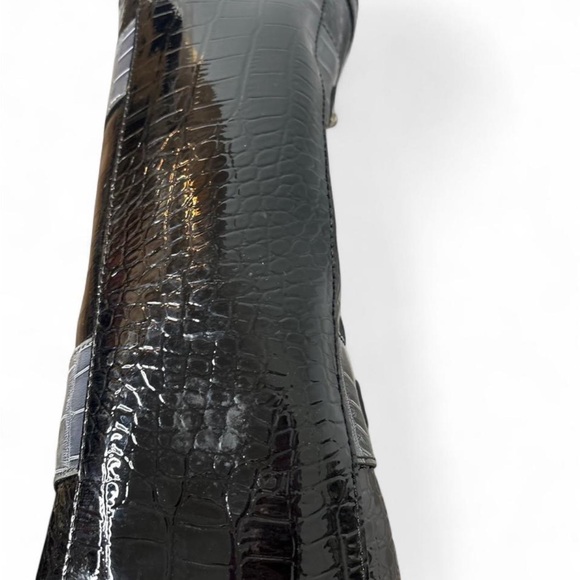 Guess Black and Gray Croc-Embossed Shoulder Bag - Picture 3 of 7